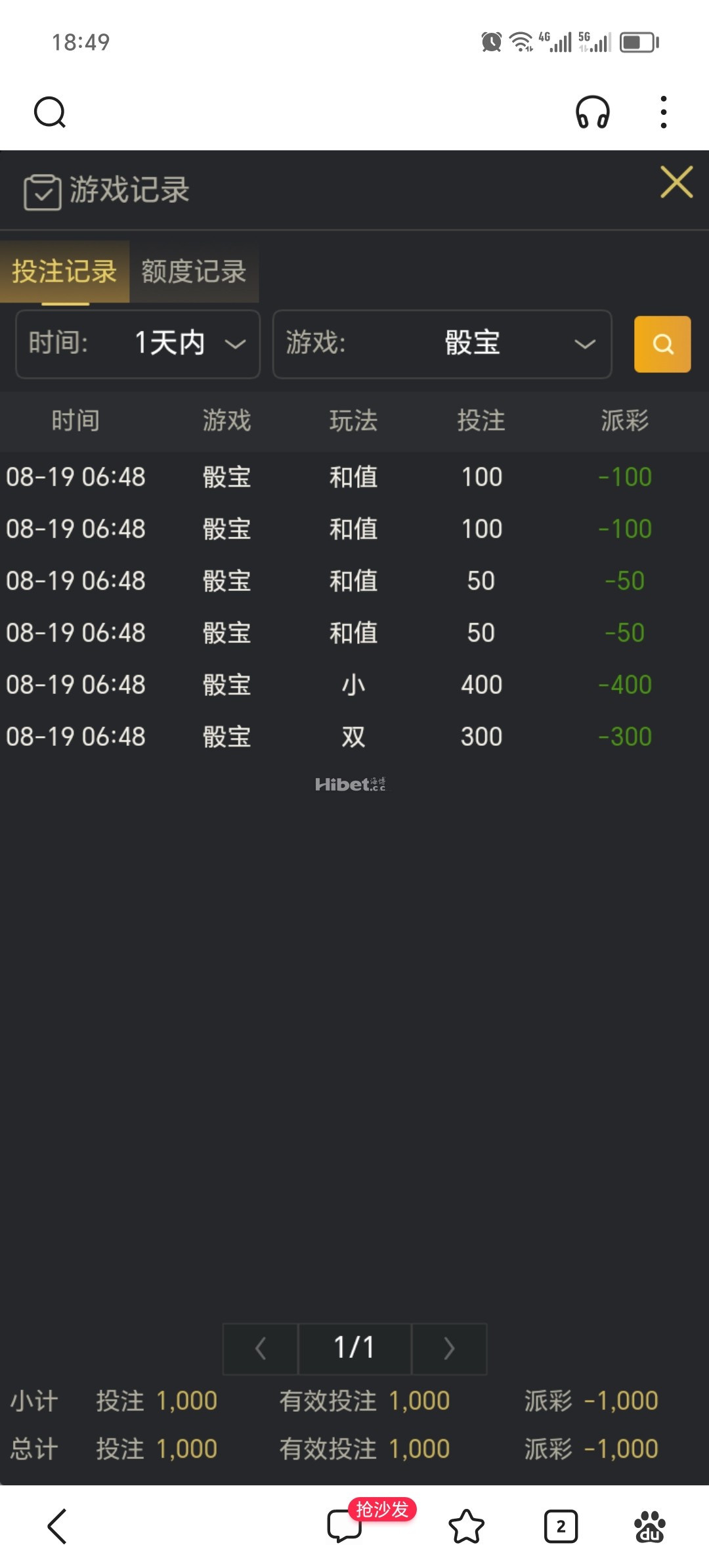 下一手骰宝倒霉了