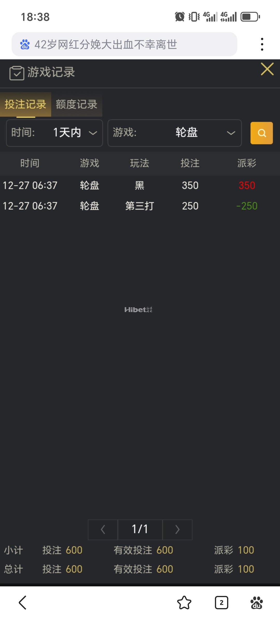 轮盘还是不错的小赚了一点出来