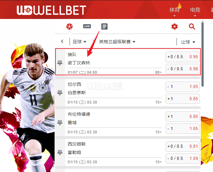 【WELLBET吉祥坊】英超 狼队vs诺丁汉森林(诺丁汉森林-0/0.5)