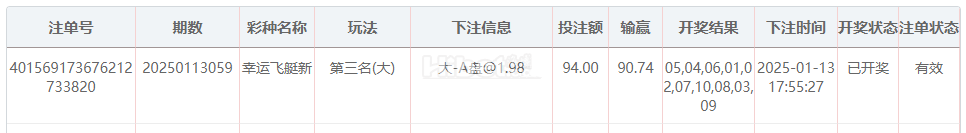 今天的幸运飞艇收获几十块