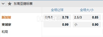 东南锦 12/11 19:00  新加坡  -  柬埔寨